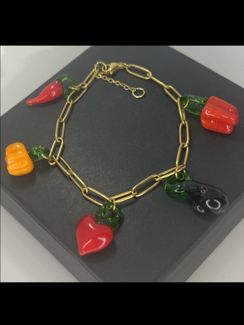 FRUIT SERIES Handblown Glass Fruit Paperclip Bracelet